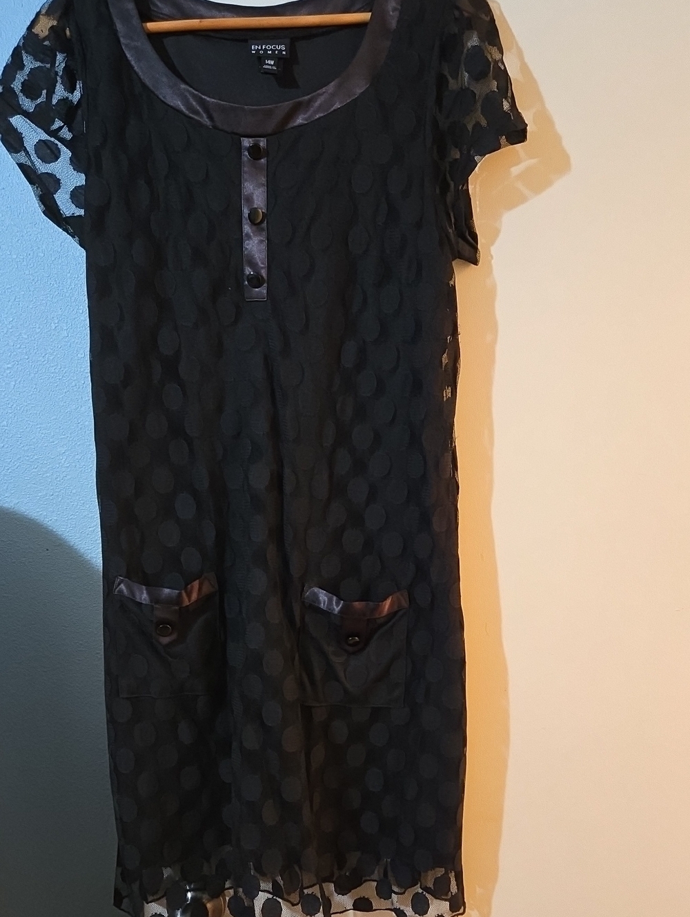 Enfocus Studio Black Polka-Dot Overlay Dress